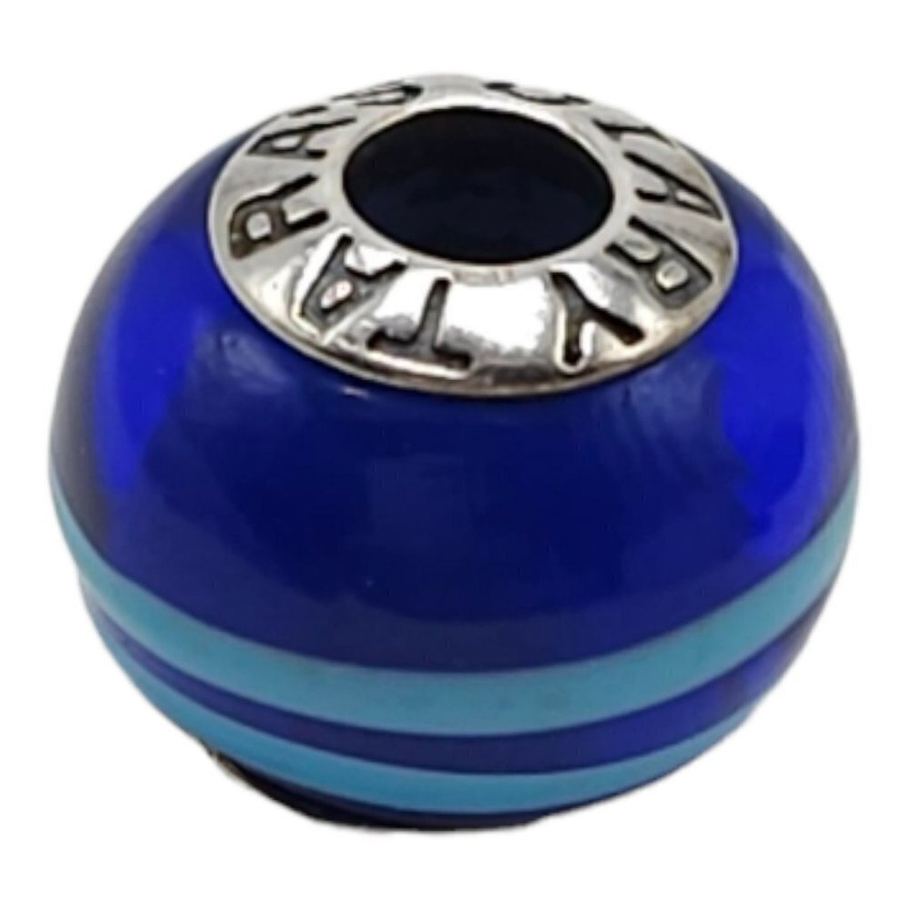 Tara’s Diary Blue Swirl Murano Glass Bead Made in Ireland Sterling NOS
